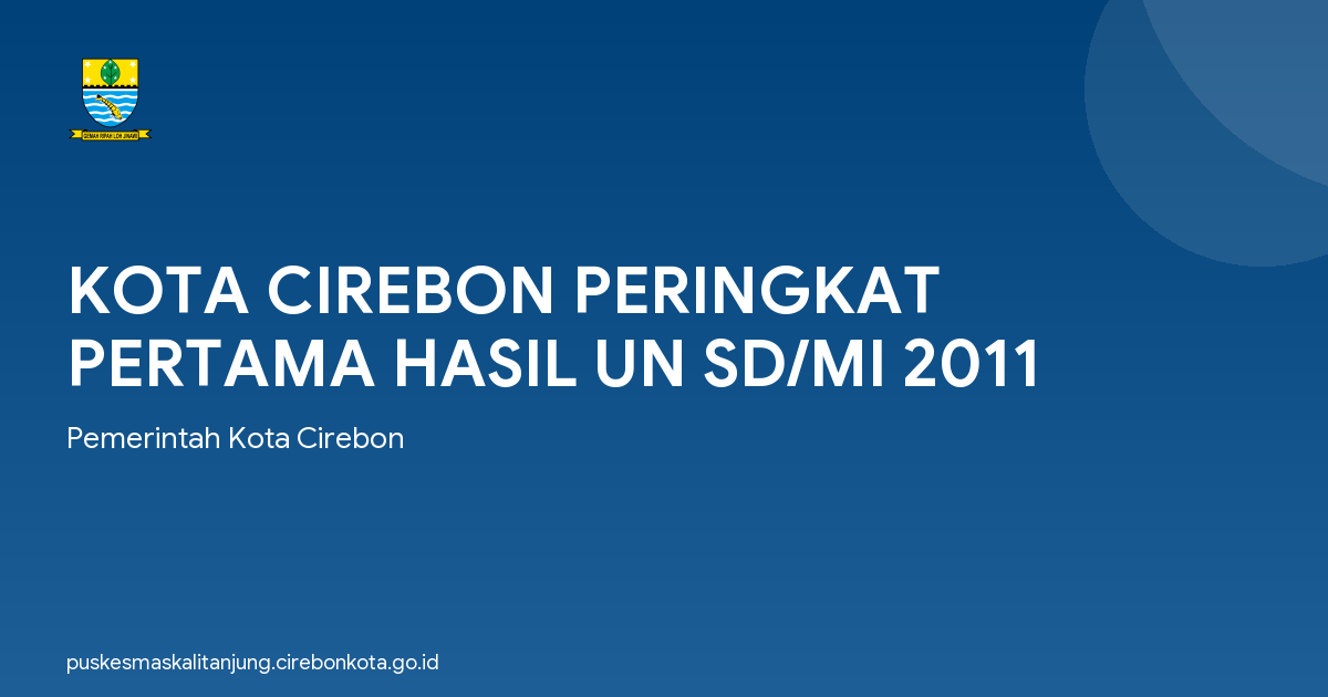 KOTA CIREBON PERINGKAT PERTAMA HASIL UN SD/MI 2011