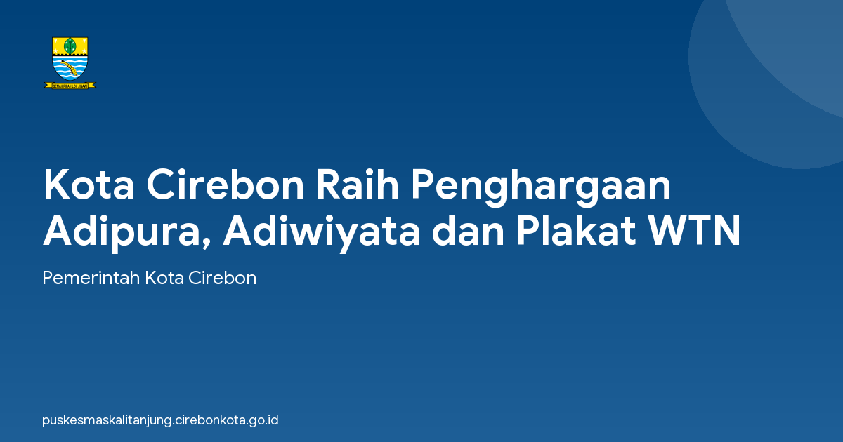 Kota Cirebon Raih Penghargaan Adipura, Adiwiyata dan Plakat WTN