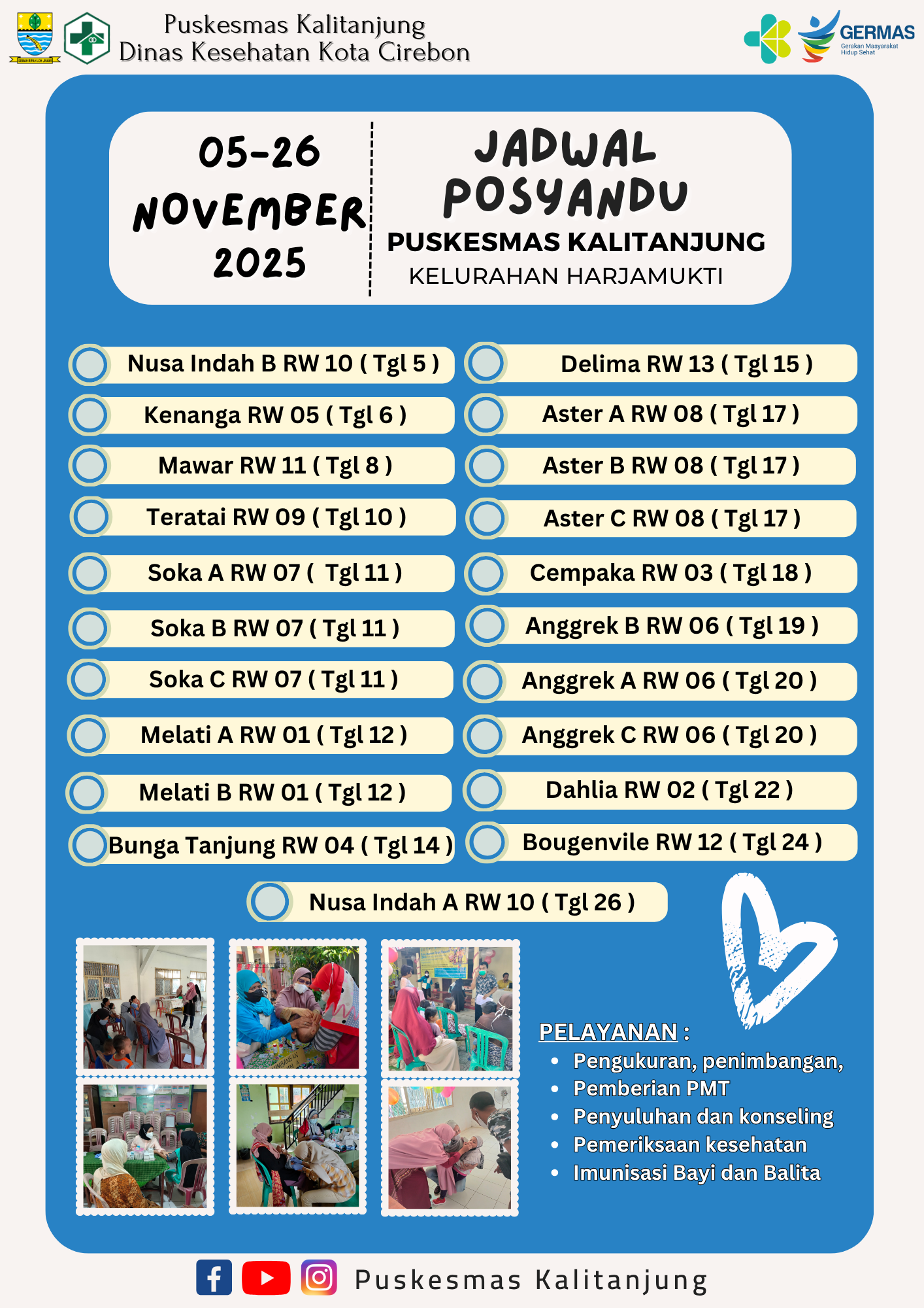 Jadwal Posyandu Kelurahan Harjamukti Bulan November 2025