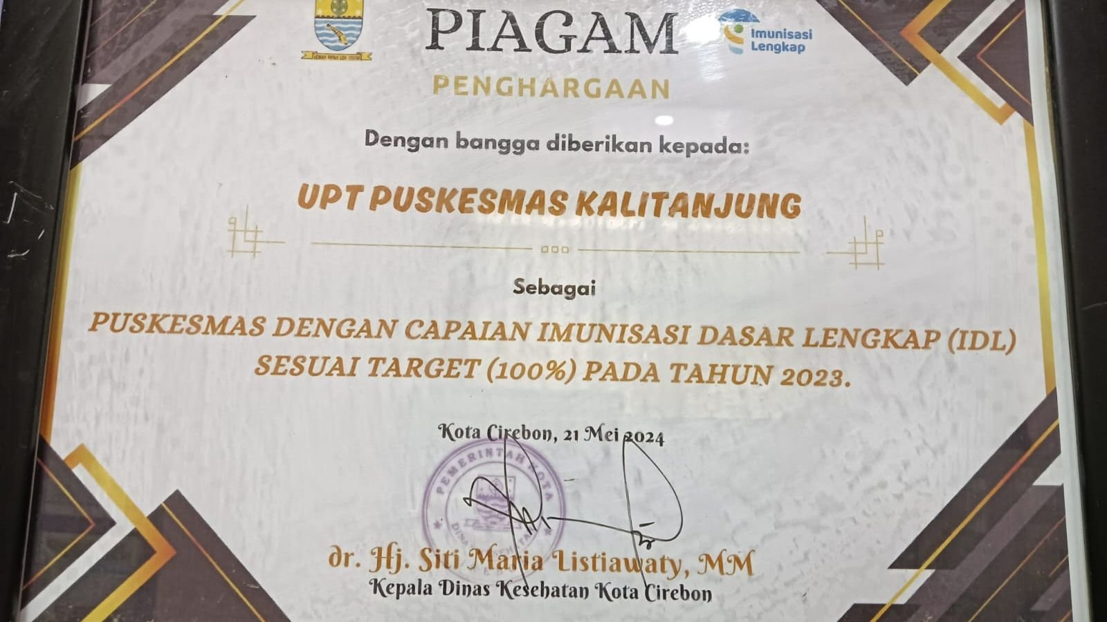 Puskesmas Kalitanjung Capai Target  Imunisasi Dasar Lengkap (IDL) Tahun 2023