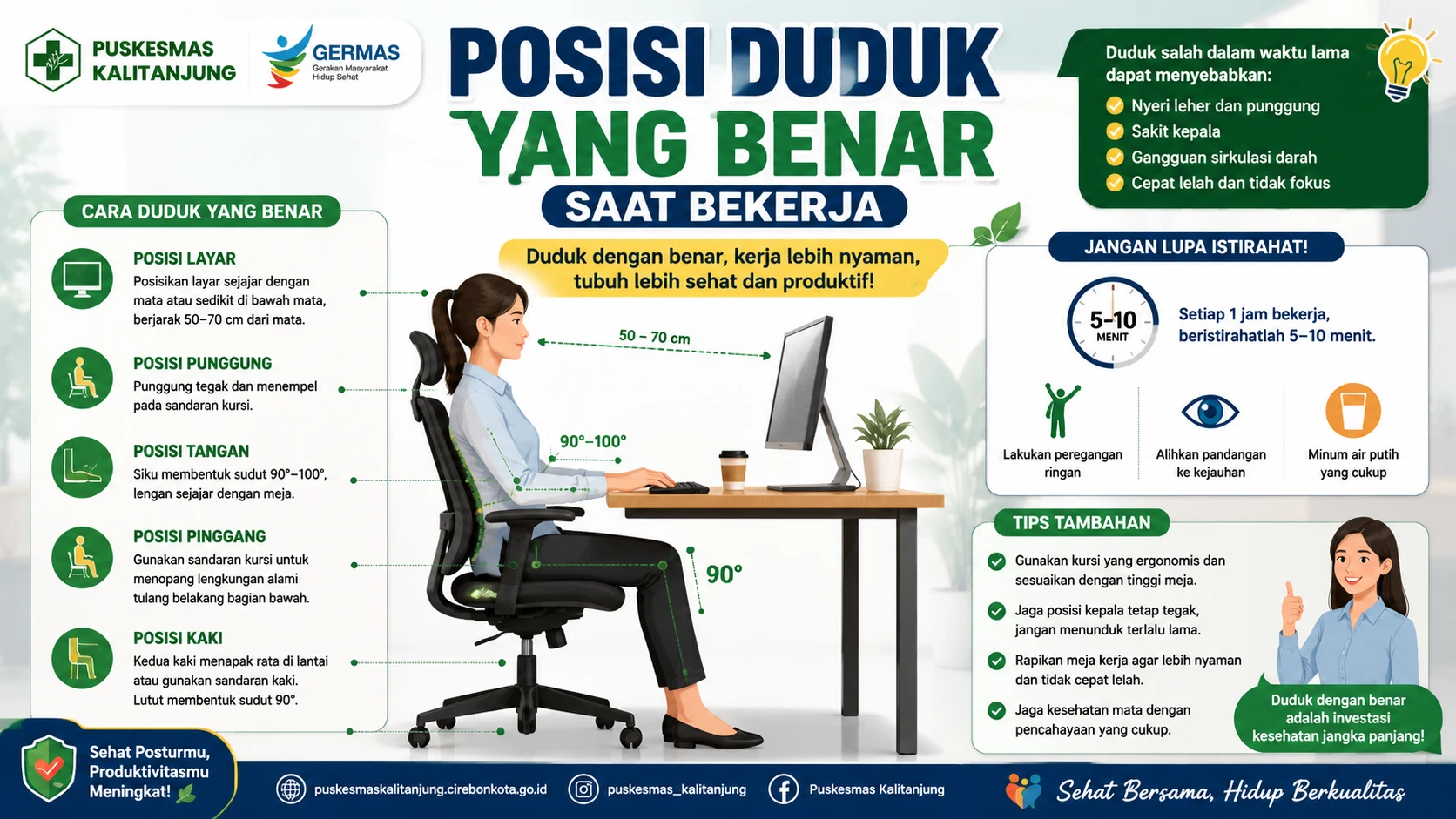 Posisi Duduk yang Benar Saat Bekerja untuk Menjaga Kesehatan Tulang dan Otot