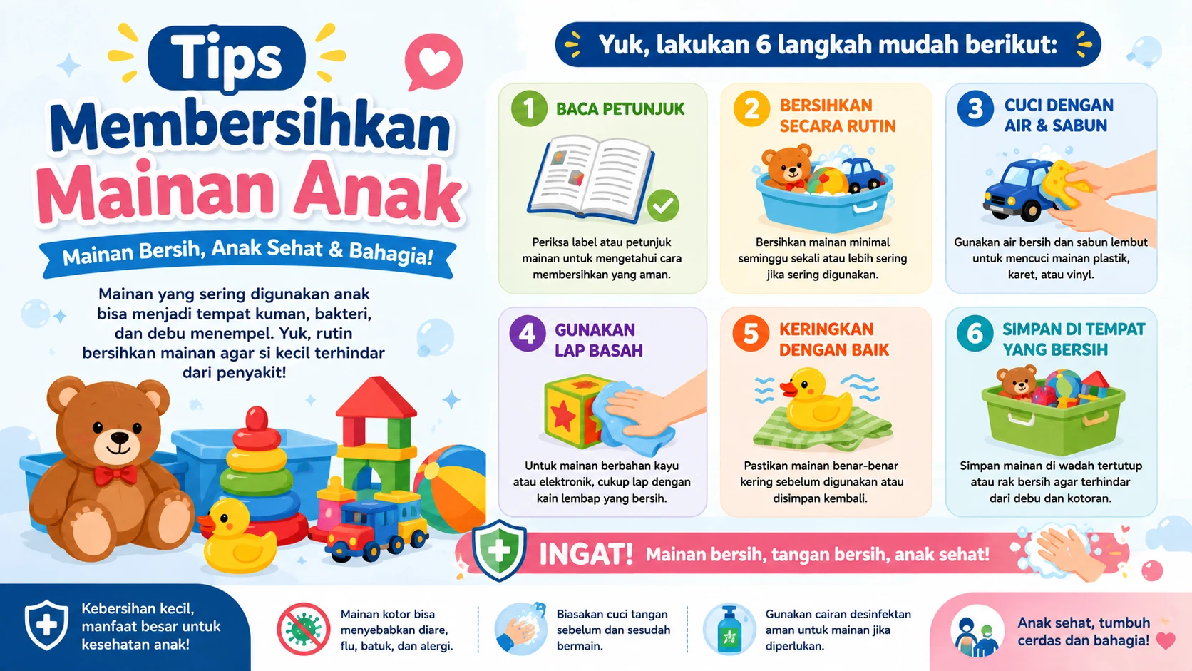 Tips Membersihkan Mainan Anak agar Tetap Bersih dan Aman Digunakan