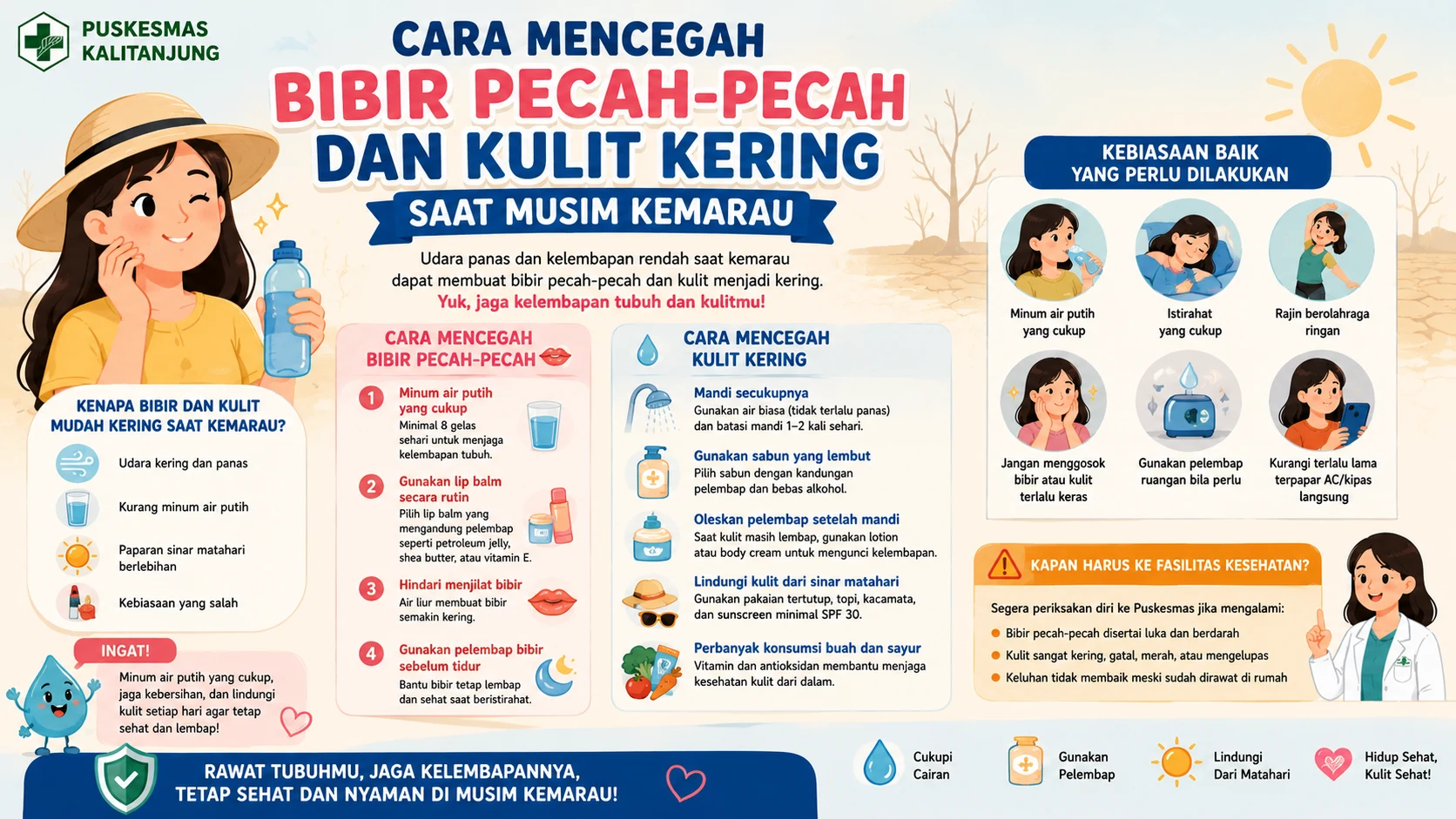 Cara Mencegah Bibir Pecah-Pecah dan Kulit Kering Saat Musim Kemarau