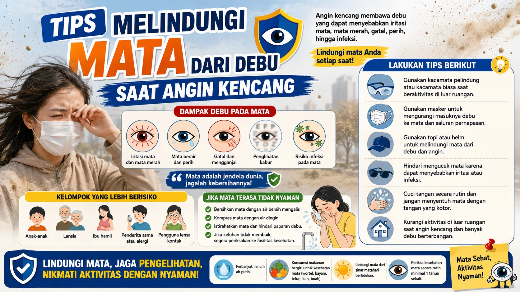 Tips Melindungi Mata dari Debu Saat Angin Kencang