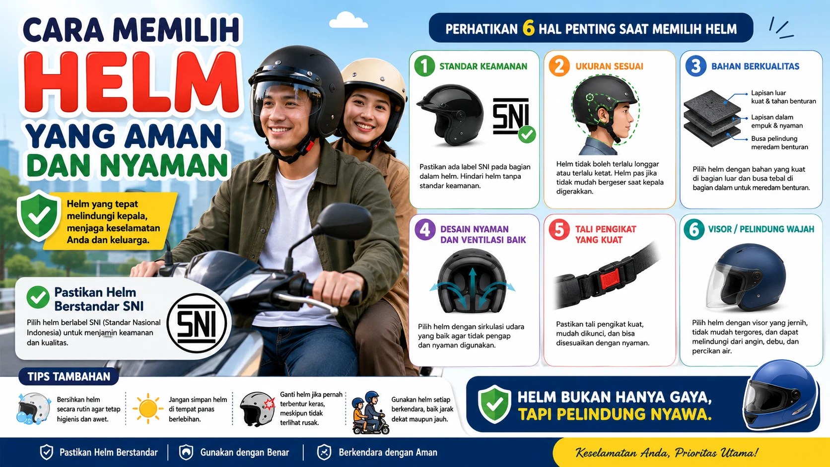 Cara Memilih Helm yang Aman dan Nyaman untuk Melindungi Kepala Saat Berkendara