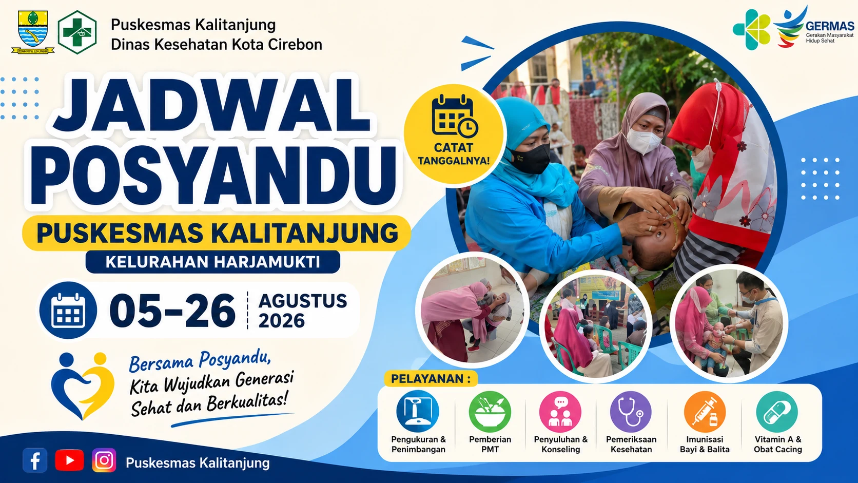 Jadwal Posyandu Puskesmas Kalitanjung Kelurahan Harjamukti Bulan Agustus 2026