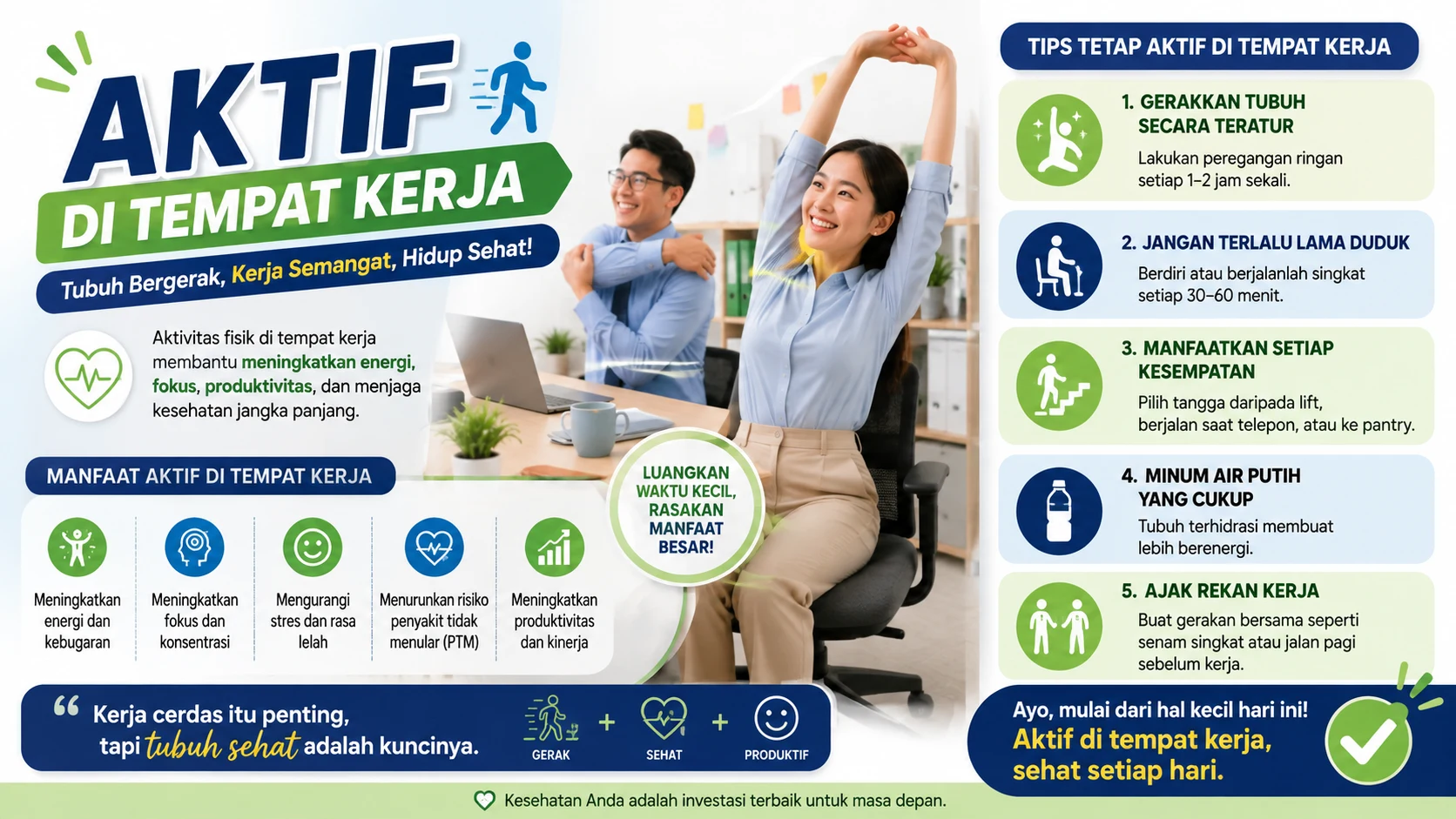 Aktif di Tempat Kerja, Tubuh Lebih Sehat dan Produktivitas Meningkat
