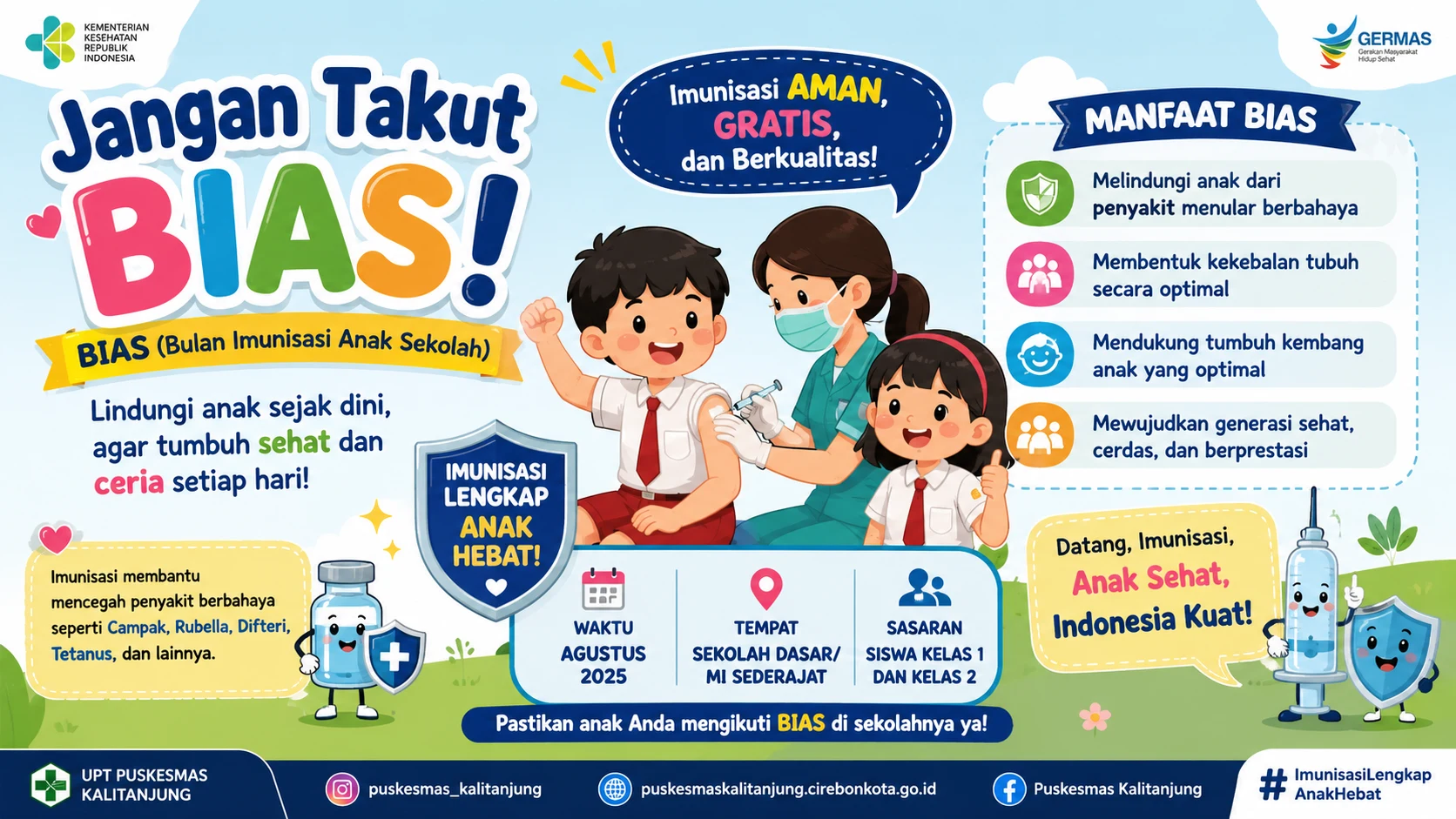 Jangan Takut BIAS! Imunisasi Aman, Gratis, dan Berkualitas untuk Anak Sekolah