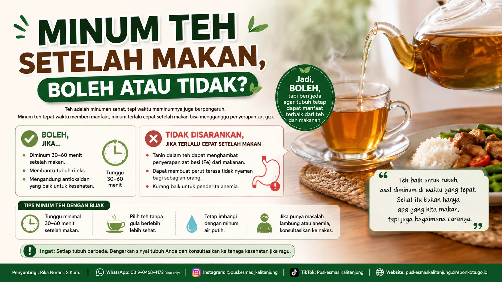 Minum Teh Setelah Makan, Boleh atau Tidak