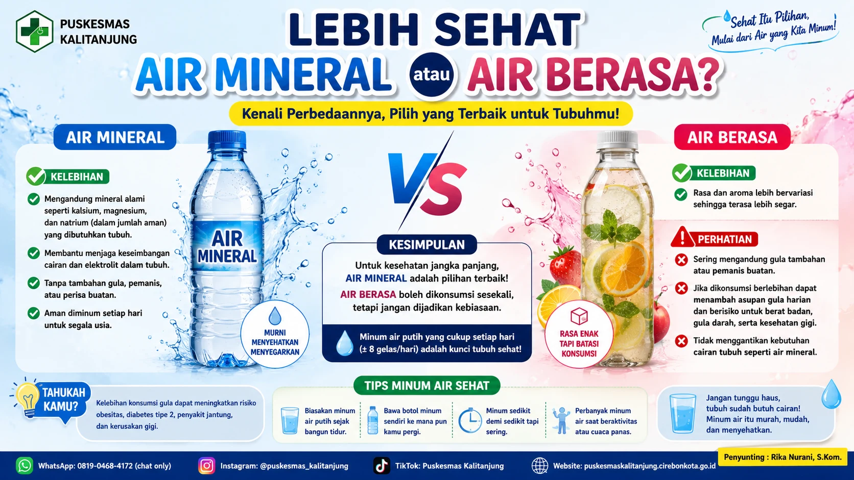 LEBIH SEHAT AIR MINERAL ATAU AIR BERASA