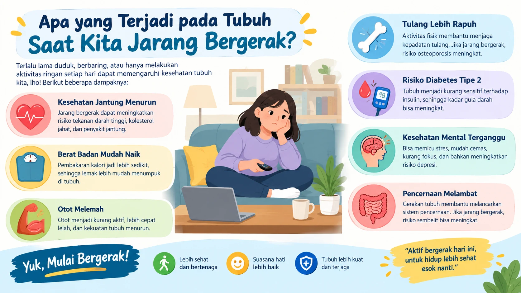 Apa yang Terjadi pada Tubuh Saat Kita Jarang Bergerak