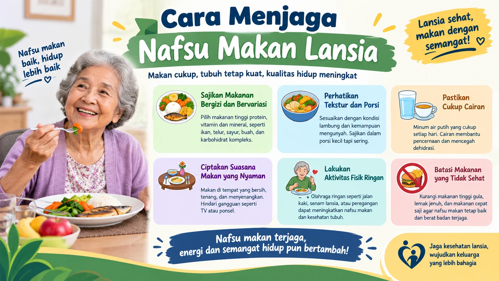 Cara Menjaga Nafsu Makan Lansia agar Tetap Sehat dan Bugar